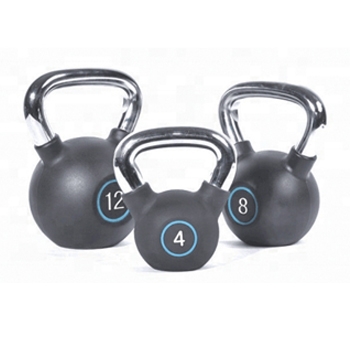 KB014  RUBBER COATED KETTLEBELL WITH CHROMED HANDLE